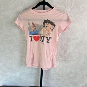 Pink I Love NY Kids Short Sleeve Tee